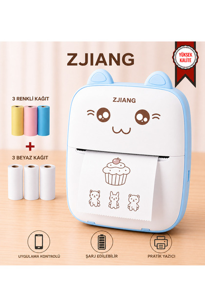 Mavi Mini Yazıcı Mini Taşınabilir Termal Yazıcı Kablosuz Bağlantı Ap Kontrol