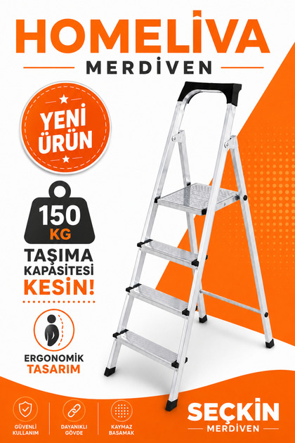 3+1 Basamaklı Seçkin Metal Merdiven Sağlam Estetik Ev Tipi Merdiven
