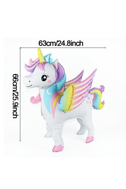 As the picture Style A Unicorn Party Decor 3D Standing Rainbow Unicorn Foil Balloons Kids Girls Birt