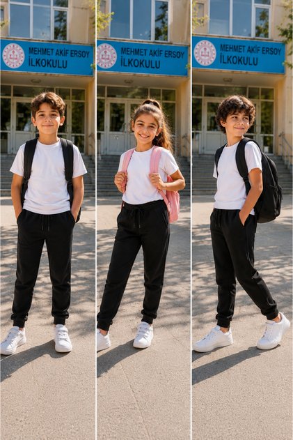3-Pack Advantage Package Girls Boys Unisex School Sweatpants Lycra First Quality 2 Yarn Compact Combed Cotton Without Drawstring