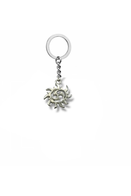 Sun Patterned Shuriken Figured Keychain – Japanese Ninja Style Metal Unisex Accessory