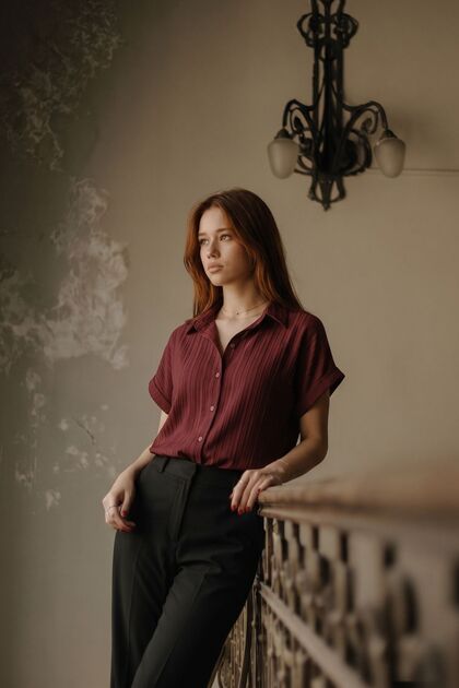 armonika Women's Burgundy Short Sleeve Shirt Arm-19Y001088- Trendyol