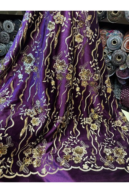 Sequin Embroidered Velvet Fabric