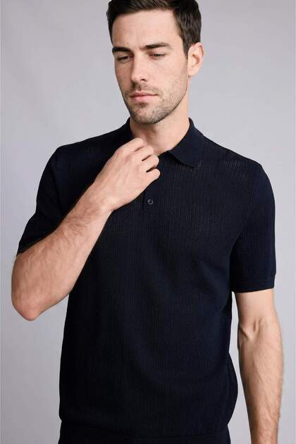 Tricou polo cu mânecă scurtă, croială standard, cu guler polo, din tricotaj G3171AX26SM