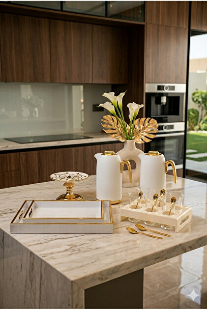 Luxury Integrated Hospitality Set Featuring Coffee & Tea Tray Set with Cup Holder & Serving Trays & Dessert Stand with Elegant Design