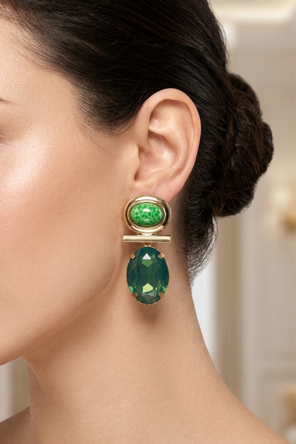 Oval Crystal Hood Earrings 5 Cm.