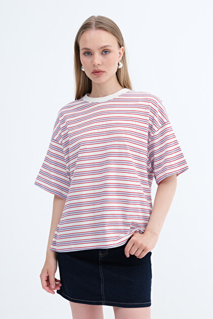 Addax Bisiklet Yaka Çizgili T-shirt P19330 - Fiyatı, Yorumları