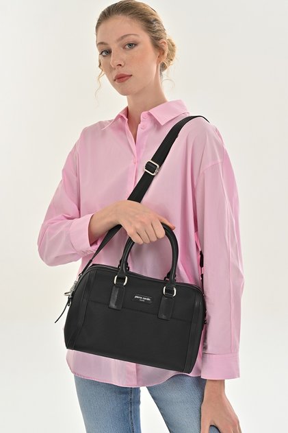 Women's Black Imperteks Adjustable Strap Zippered Shoulder Bag