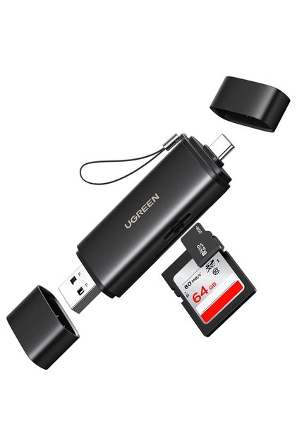 Cititor de carduri Type-C/USB la USB, card SD/TF, 312MB/s - CM803 (65024) - Negru