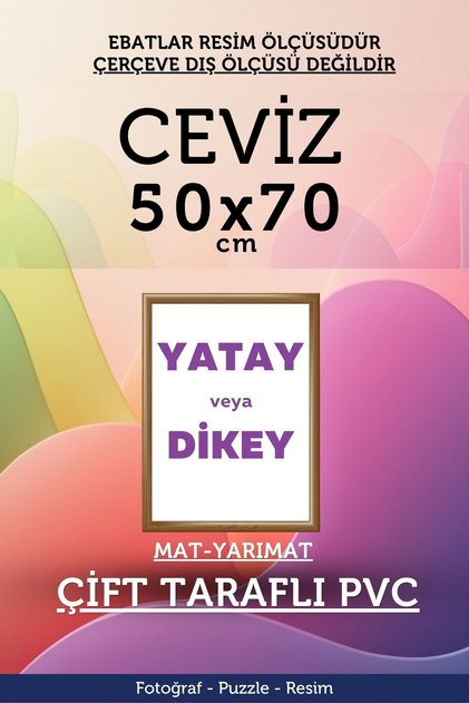 22mm-50x70 Cm Mat Pvc Li Camsız Fotoğraf 1000 Parça Puzzle Belge Çerçeve Yatay Dikey Asılabilme.