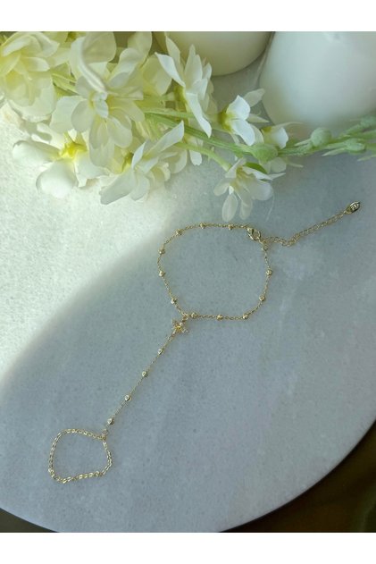 Gold Şahmeran Bee and Tiny Ball Chain Stainless Steel
