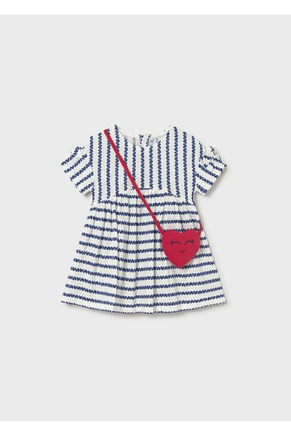 Baby Girl Patterned Dress and Bag Set Cream - 01919
