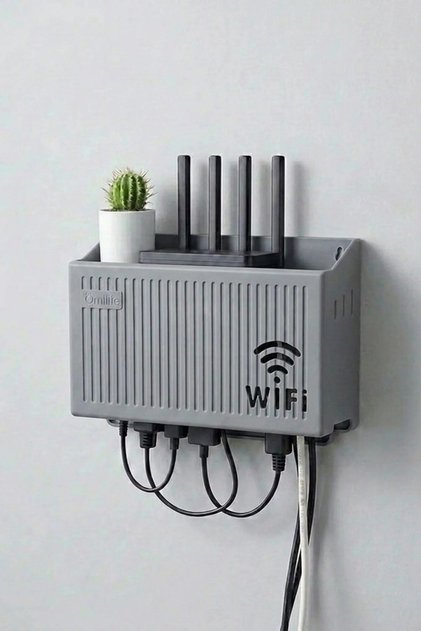 ® Wall Mounted Wi-Fi Modem Storage Box (Gray) – Cable Organizer Router Shelf Organizer