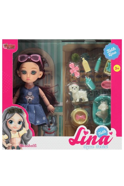 Oyuncak Kutulu Aksesuarlı Tatlı Lina Bebek - Mavi