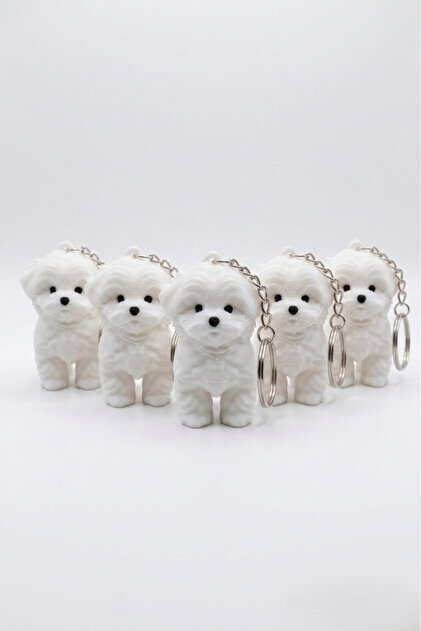 Maltese Terrier Keychain 5 Pieces