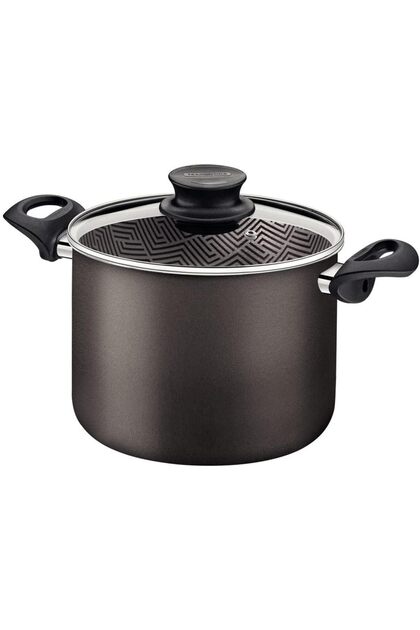 Paris Aluminum Stock Pot with Interior and Exterior Starflon Max Lead Nonstick Coating with a Glass Lid, 28 cm 11,8 L