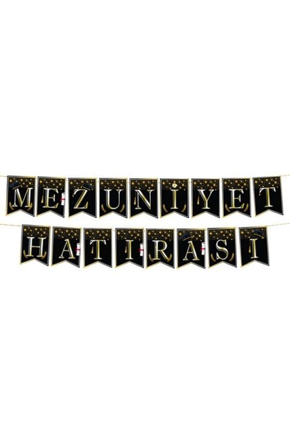 Mezuniyet Hatırası Banner Siyah Gold