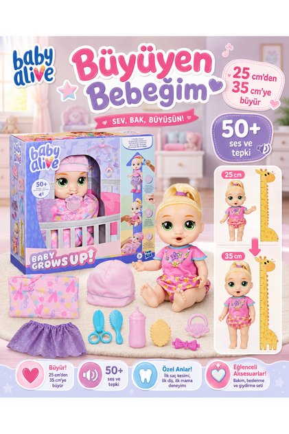 Baby Alive Büyüyen Bebeğim LaLa İnteraktif Konuşan Oyuncak Bebek 50+ Ses ve Tepki