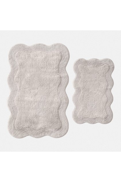Sara 2-Piece Bath Mat Set 100% Cotton Light Gray 40X60-60X90