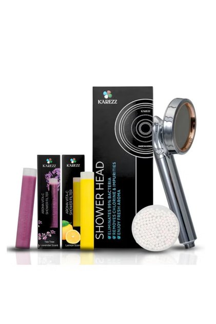 Premium Shower Head with 2 Aromatic Vitamin C Filters for Hard Water, Made in Korea, Helps Reduce Hair Fall & Dry Skin, Chrome Finish, Ideal for Sensitive Skin.