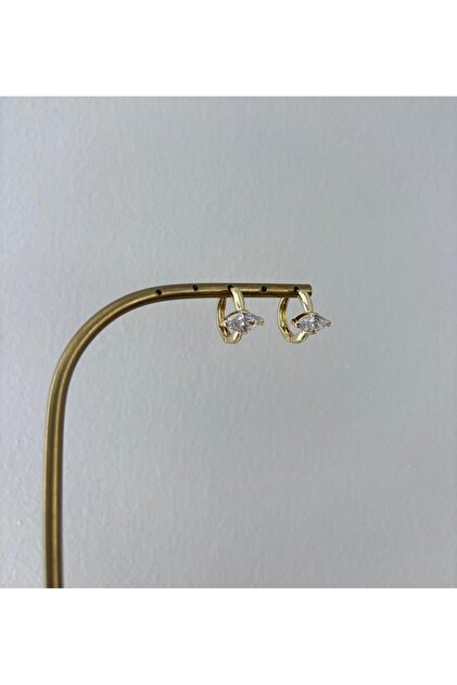 Özel Seri Orta Boy Damla Taşlı XP 14K Gold Renk Halka Küpe