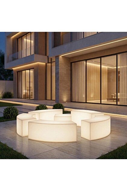 طقم كراسي مع طاولة مضيئ (6قطع) LED