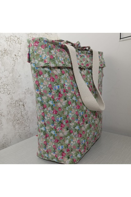 Floral Patterned, Thermos Bag, Handmade Bag, Hand Bag 100% Cotton