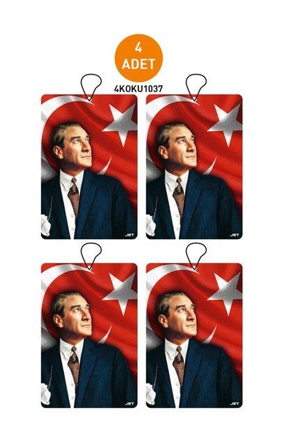 4'lü Set Atatürk ve Türk Bayrağı Özel Tasarımlı Dekoratif Oto Kokusu ve Araç Kokusu
