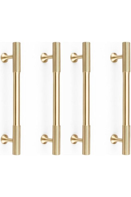 Cabinet Handles 12-Pack 5'' Modern Grey & Gold Aluminum Cabinet Pulls Knurled Diamond Pattern Drawer Hardware for Kitchen Cupboard Door and Bathroom (3.75" Hole Center)