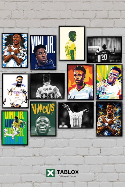 Set de pictură decorativă MDF cu 12 piese Vinicius Junior, vedeta fotbalului din Real Madrid, Brazilia