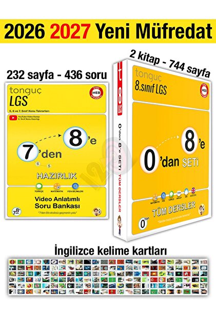 Tonguç Yayınları 7'den 8'e Hazırlık Kitabı 2026 Yaz Tatili 2027 8