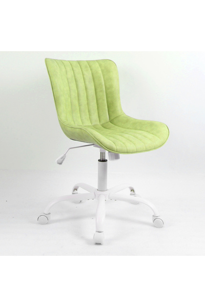 Office Desk Chair with Wheels Comfy Armless Vanity Chair with Back Modern Small Faux Leather Upholstered Rolling Task Chair Cute Computer Drafting Sewing Chair Swivel Adjustable Compact