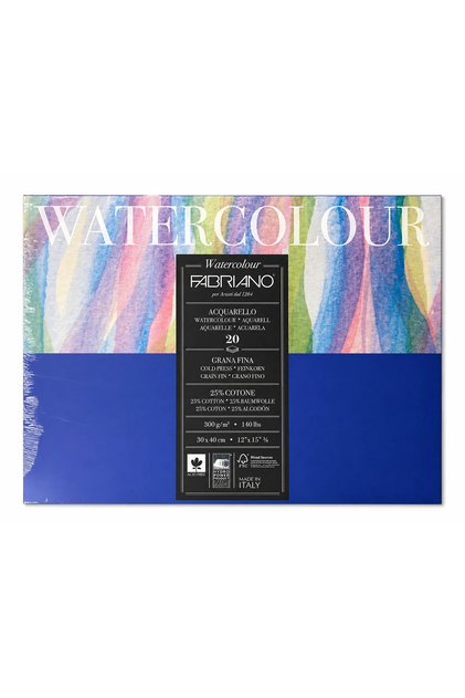 Studio Watercolor Block 20 Sheets, 4 Sides Gel-Coated Fine Grain 30X40Cm