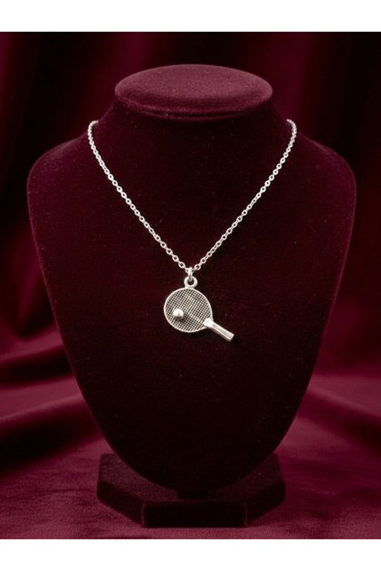 Masa Tenisi Raket Kolye Unisex Tasarım 925 Ayar Gümüş Kolye