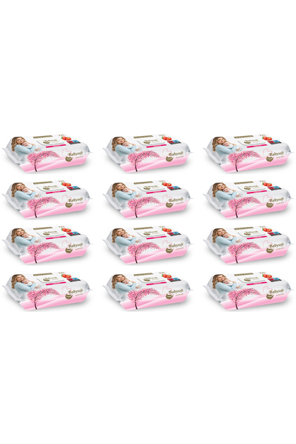 Șervețele umede pentru bebeluși cu parfum de căpșuni, cutie cu 72 de bucăți x 12 pachete