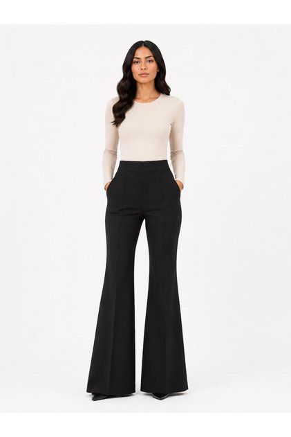 Spanish Style Pocketed Lycra Knitted Trousers Original Pattern Domestic Production