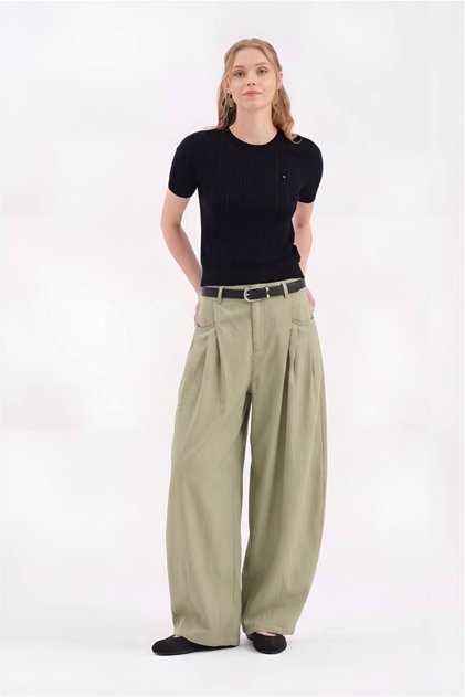Kadın %100 Cotton Pile Detaylı Balon Fit Tasarım Pantolon