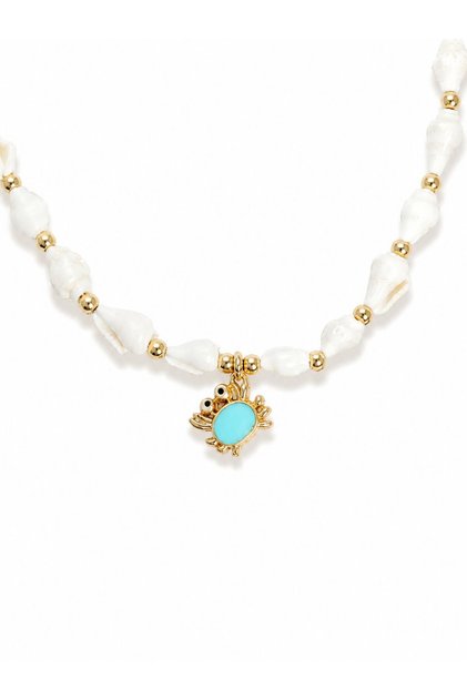 Natural Sea Shell Stringed Blue Crab Model Necklace