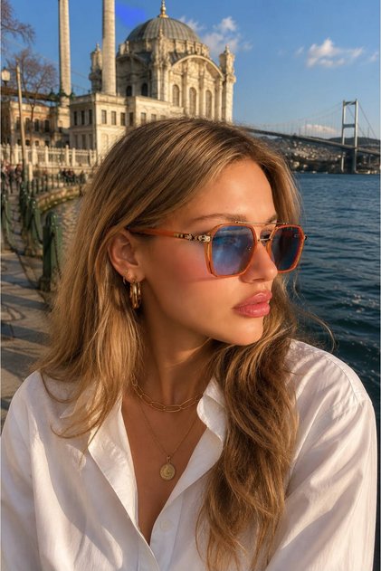 Unisex Gazni Sunglasses Uv400 Protected Orange Blue