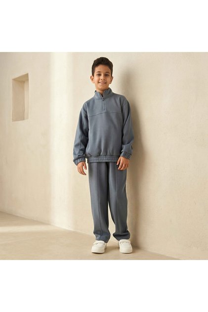 High Neck Long Sleeves Sweatshirt and Track Pant Set