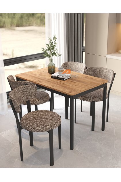 Luna 4 Kişilik Mutfak Masa Sandalye Takımı 70x110 cm Atlantik Çam