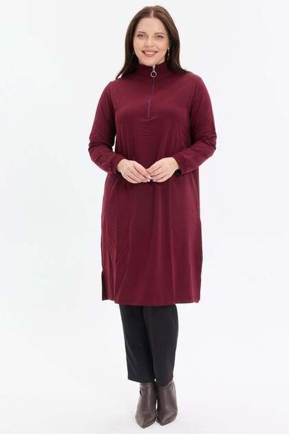 Stand collar two thread zippered tunic