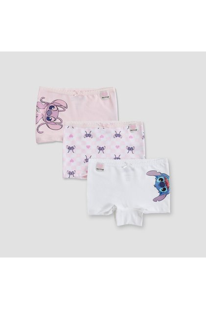Pack of 3 Boyshorts with Stitch and Angel Print