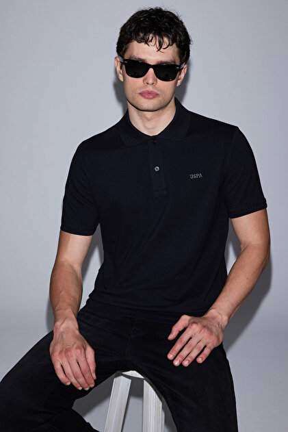 U.S. Polo Assn. Erkek Siyah Regular Fit Polo Yaka Basic Tişört
