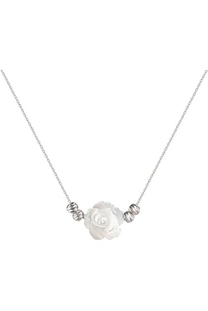 Rosa Women's Necklace, 925 Sterling Silver, Pendant Necklace, with Shell, Handmade Adjustable Jewelry