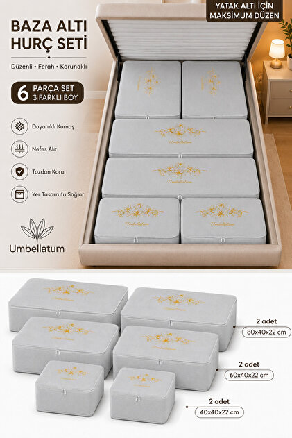 umbellatum 6 Parça Hurç Seti Baza Altı Düzenleyici Yorgan