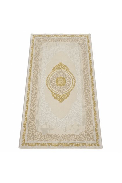 Lugo Ivory & Light Beige Carpet | Elegant Persian Medallion Design | 80 × 150 cm