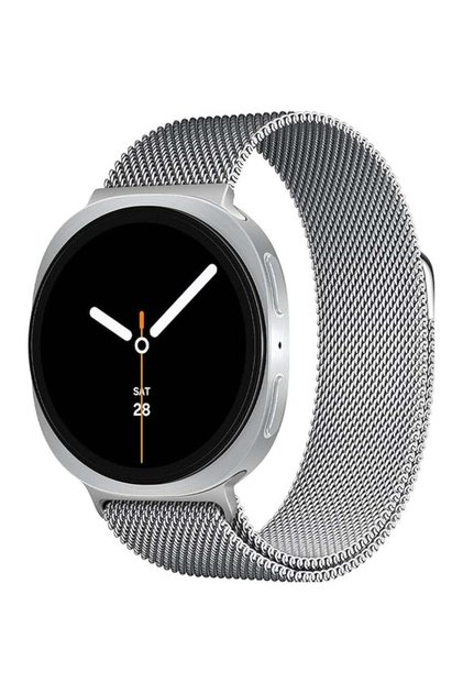 Metal Bands for Samsung Galaxy Watch 8 Band 40mm/44mm/Galaxy Watch 8 Classic Band 46mm, Magnetic Mesh Stainless Steel Wristband Milanese Loop Replacement Strap (Silver)