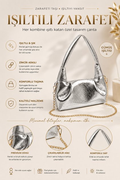 Women's Hand and Shoulder Bag, Suitable for Special Occasions, Etc., Has a Shoulder Chain Strap and Is Lined Inside.