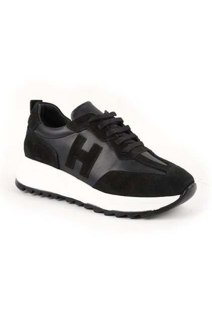 Women's Sneaker H Logo Detailed Suede Antique Look Thick Serrated Sole Casual Sports Shoes L086.923